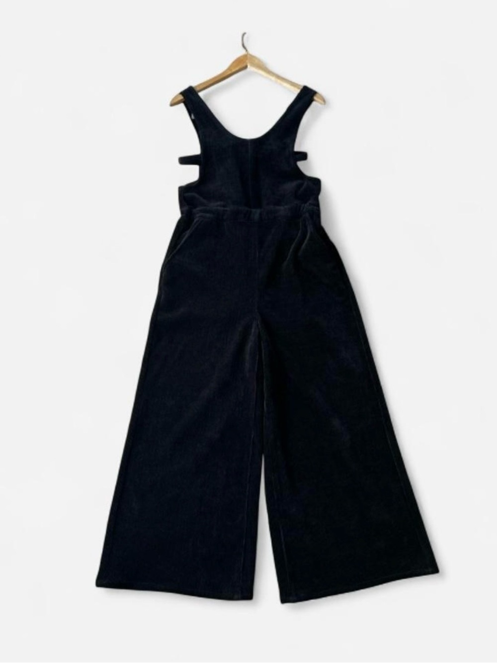 NWT Dear John Boho Goth Corduroy Jumpsuit Wide Leg Cropped Sivan Tie Back S/M - Picture 2 of 9